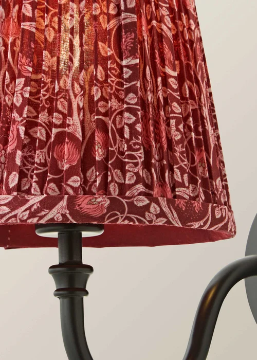 ValueLights Lowe Matte Black Rechargeable Wall Light with Burgandy Floral Pleated Shade - One Size Image 6