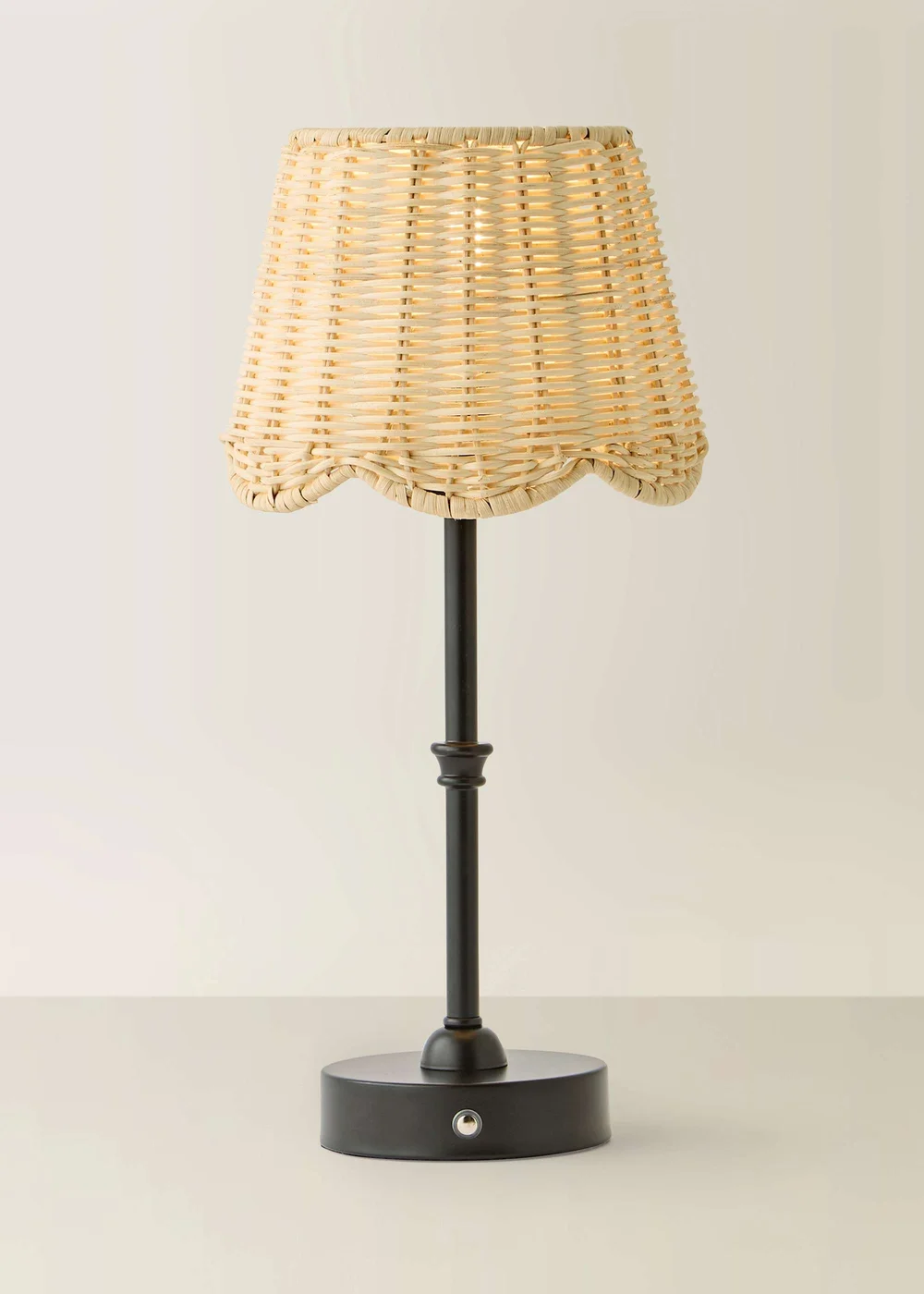 ValueLights Lowe Matte Black Rechargeable Table Lamp with Rattan Taper Shade - One Size Image 3