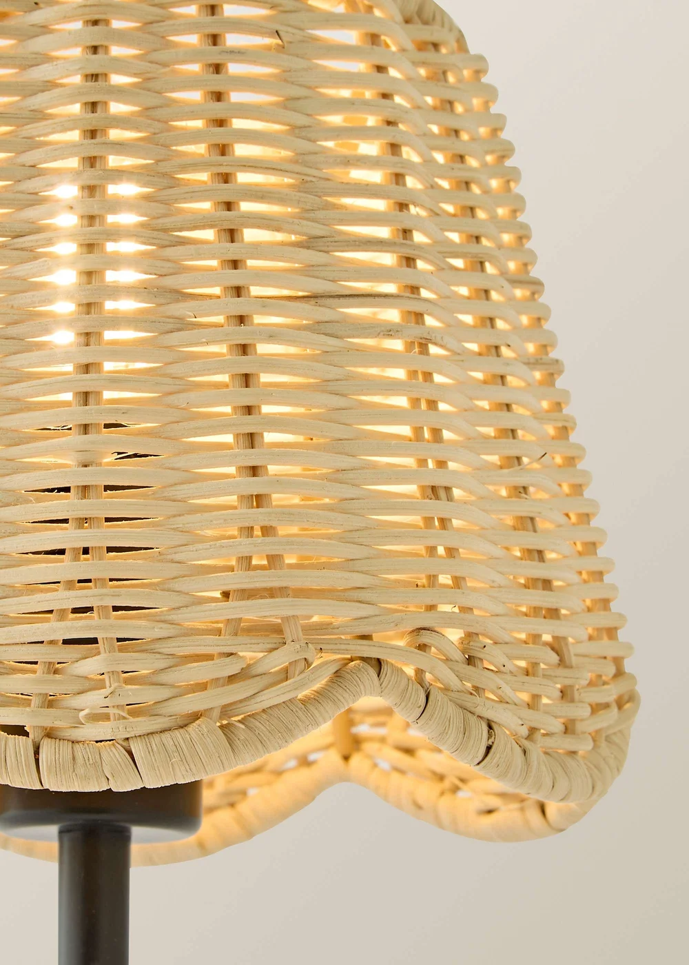ValueLights Lowe Matte Black Rechargeable Table Lamp with Rattan Taper Shade - One Size Image 5