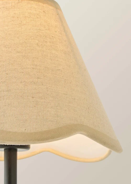 ValueLights Lowe Matte Black Rechargeable Table Lamp with Scallop Trim Natural Shade - One Size Image 5