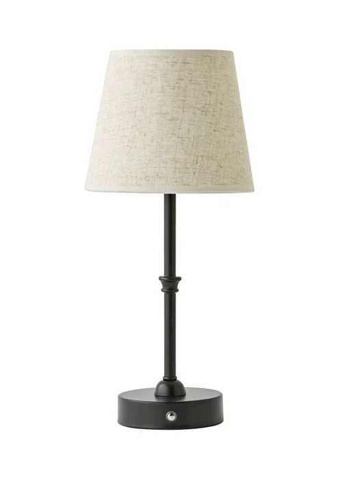 ValueLights Lowe Matte Black Rechargeable Table Lamp with Linen Taper Shade - One Size Image 4