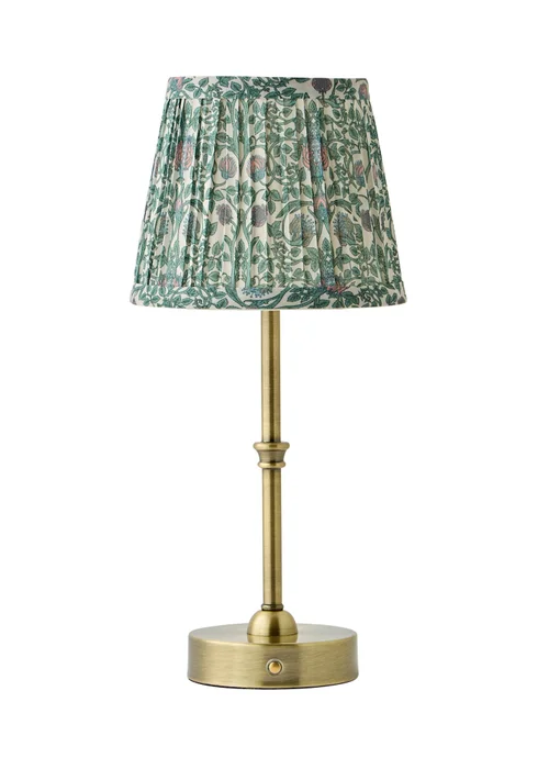 ValueLights Lowe Brushed Gold Rechargeable Table Light Base with Floral Pleated Shade - One Size Image 4