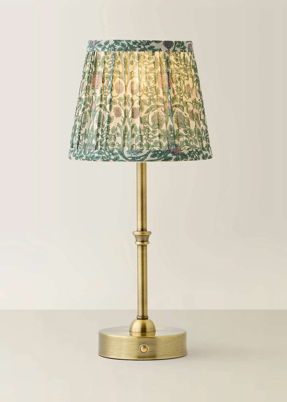 ValueLights Lowe Brushed Gold Rechargeable Table Light Base with Floral Pleated Shade - One Size Image 3