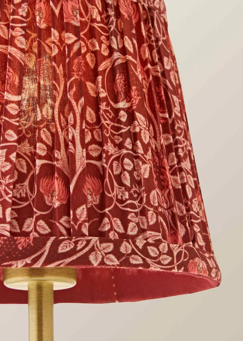 ValueLights Lowe Brushed Gold Rechargeable Table Light Base with Burgandy Floral Pleated Shade - One Size Image 6