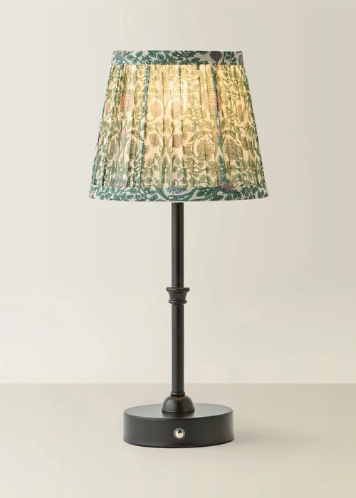 ValueLights Lowe Matte Black Rechargeable Table Lamp with Floral Pleated Shade - One Size Image 3