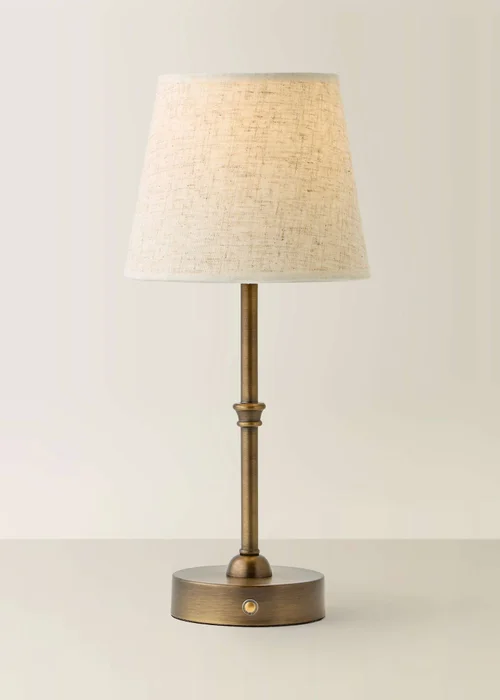 ValueLights Lowe Matte Black Rechargeable Table Lamp with Burgandy Floral Pleated Shade - One Size Image 3