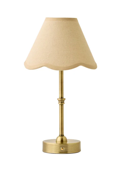 ValueLights Lowe Brushed Gold Rechargeable Table Light Base with Scallop Trim Natural Shade - One Size Image 4