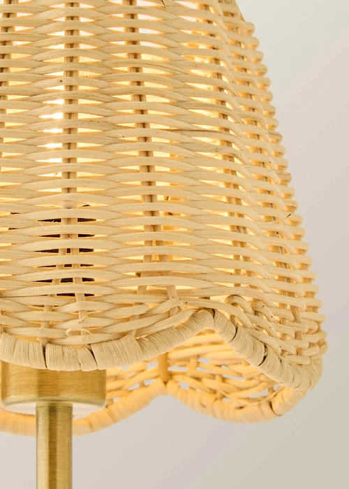 ValueLights Lowe Brushed Gold Rechargeable Table Light Base with Rattan Taper Shade - One Size Image 5
