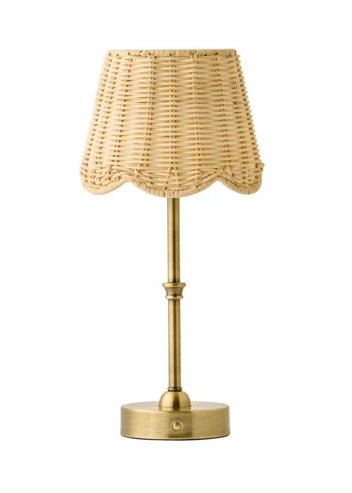 ValueLights Lowe Brushed Gold Rechargeable Table Light Base with Rattan Taper Shade - One Size Image 4