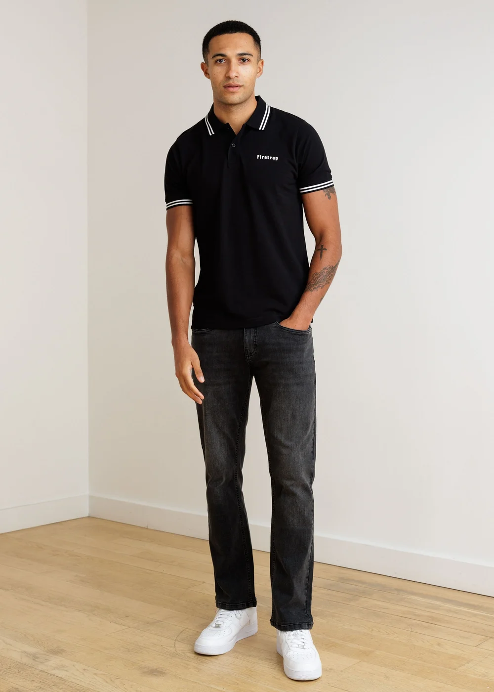 Firetrap Black 3 Pack Regular Fit Cotton Stripe Polos - 2XL Image 6