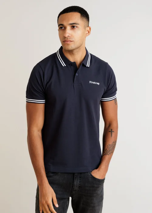Firetrap Black 3 Pack Regular Fit Cotton Stripe Polos - 2XL Image 4