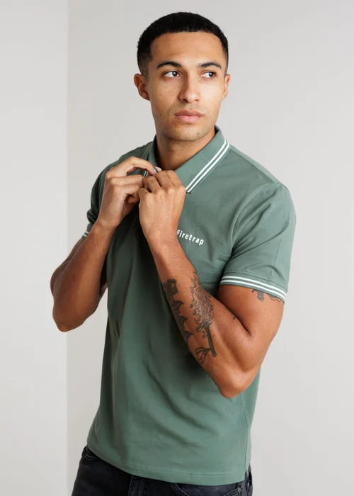 Firetrap Burgundy 3 Pack Regular Fit Cotton Stripe Polos - L Image 2