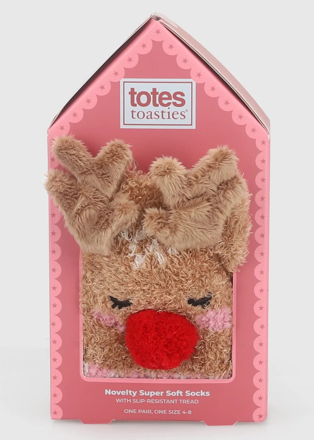 Totes Reindeer Red Novelty Super Soft Slipper-Socks - One Size Image 6