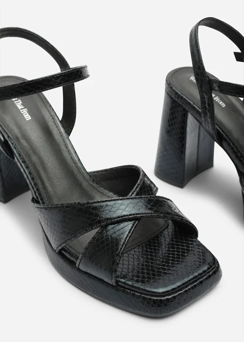 Where's That From Qavira Black Lizard Cross Over Platform Block Heels With Ankle Strap - 7 Image 5