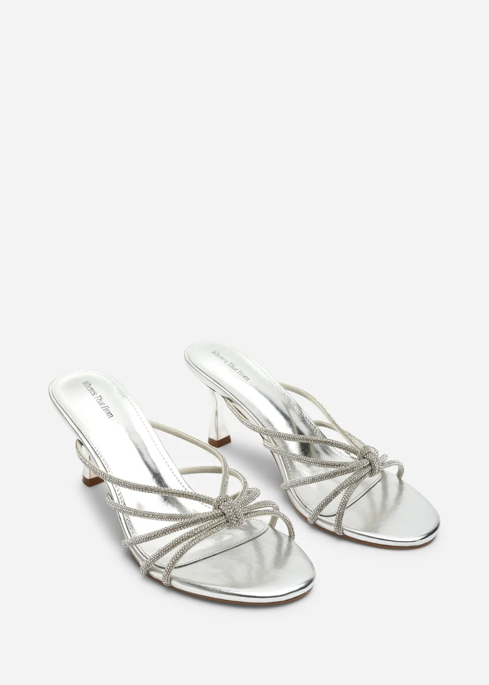 Where's That From Pyris Silver Diamante Multi Strap Knot Mules - 4 Image 4