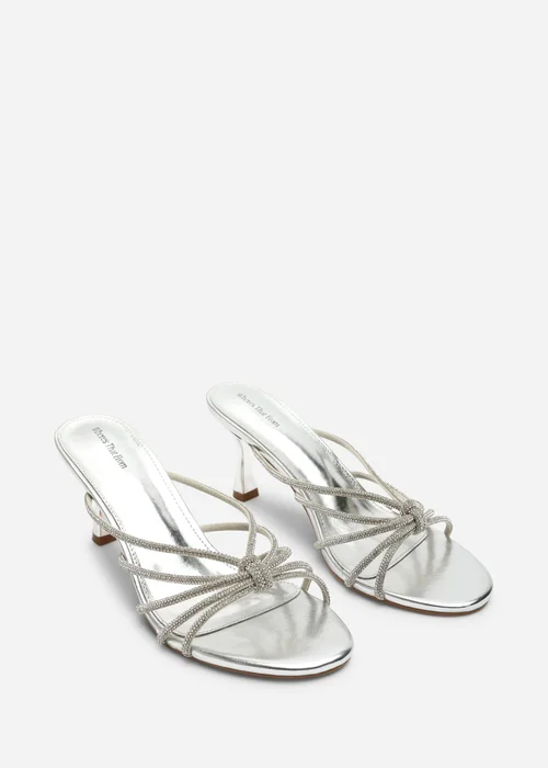 Where's That From Pyris Silver Diamante Multi Strap Knot Mules - 4 Image 4