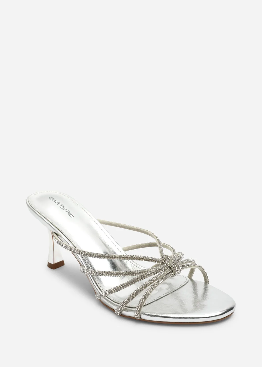 Where's That From Pyris Silver Diamante Multi Strap Knot Mules - 4 Image 3