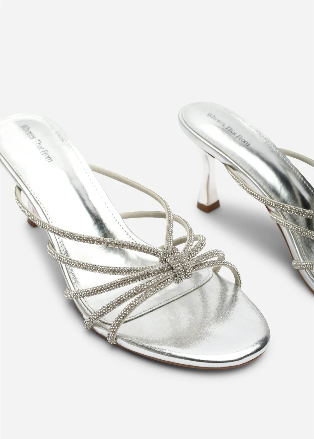 Where's That From Pyris Silver Diamante Multi Strap Knot Mules - 4 Image 5