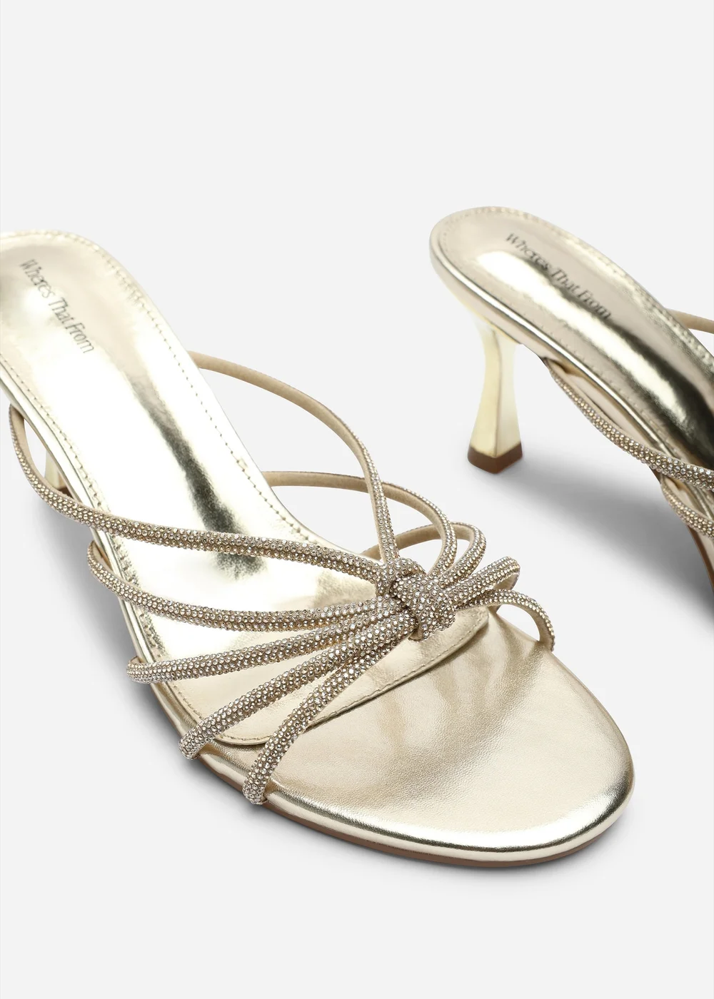 Where's That From Pyris Gold Diamante Multi Strap Knot Mules - 7 Image 5