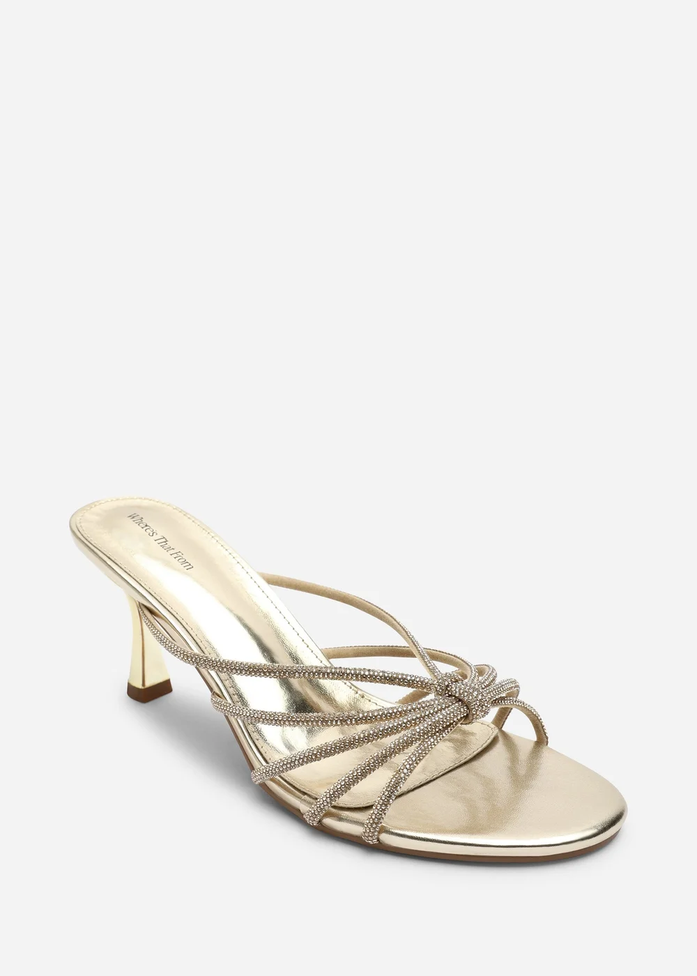 Where's That From Pyris Gold Diamante Multi Strap Knot Mules - 7 Image 3