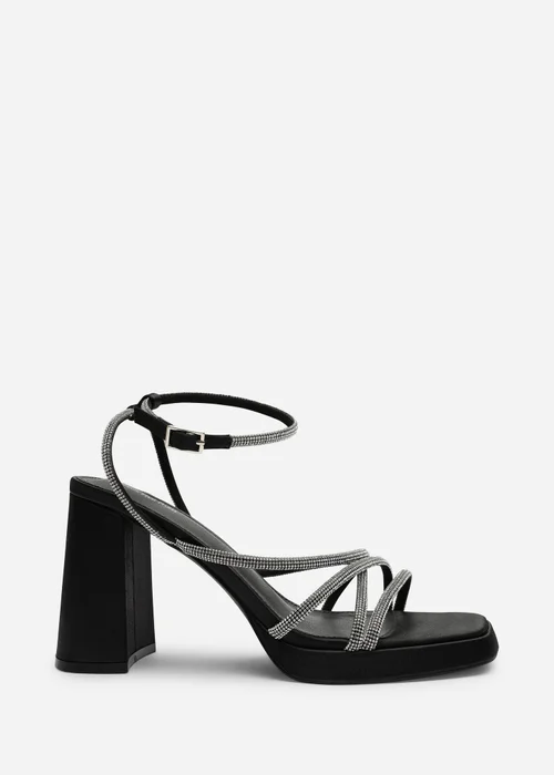 Where's That From Qelixa Wide Fit Black Satin Cross Over Strappy Platform Heels - 8 Image 3