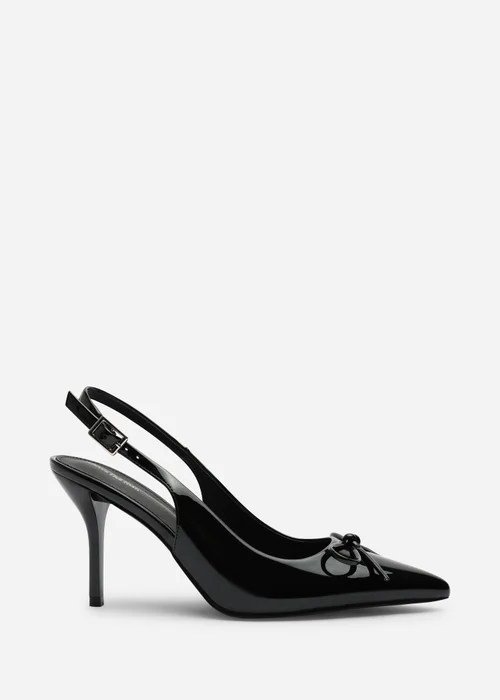 Where's That From Pavelle Black Patent Bow Detail Court Shoes - 6 Image 1