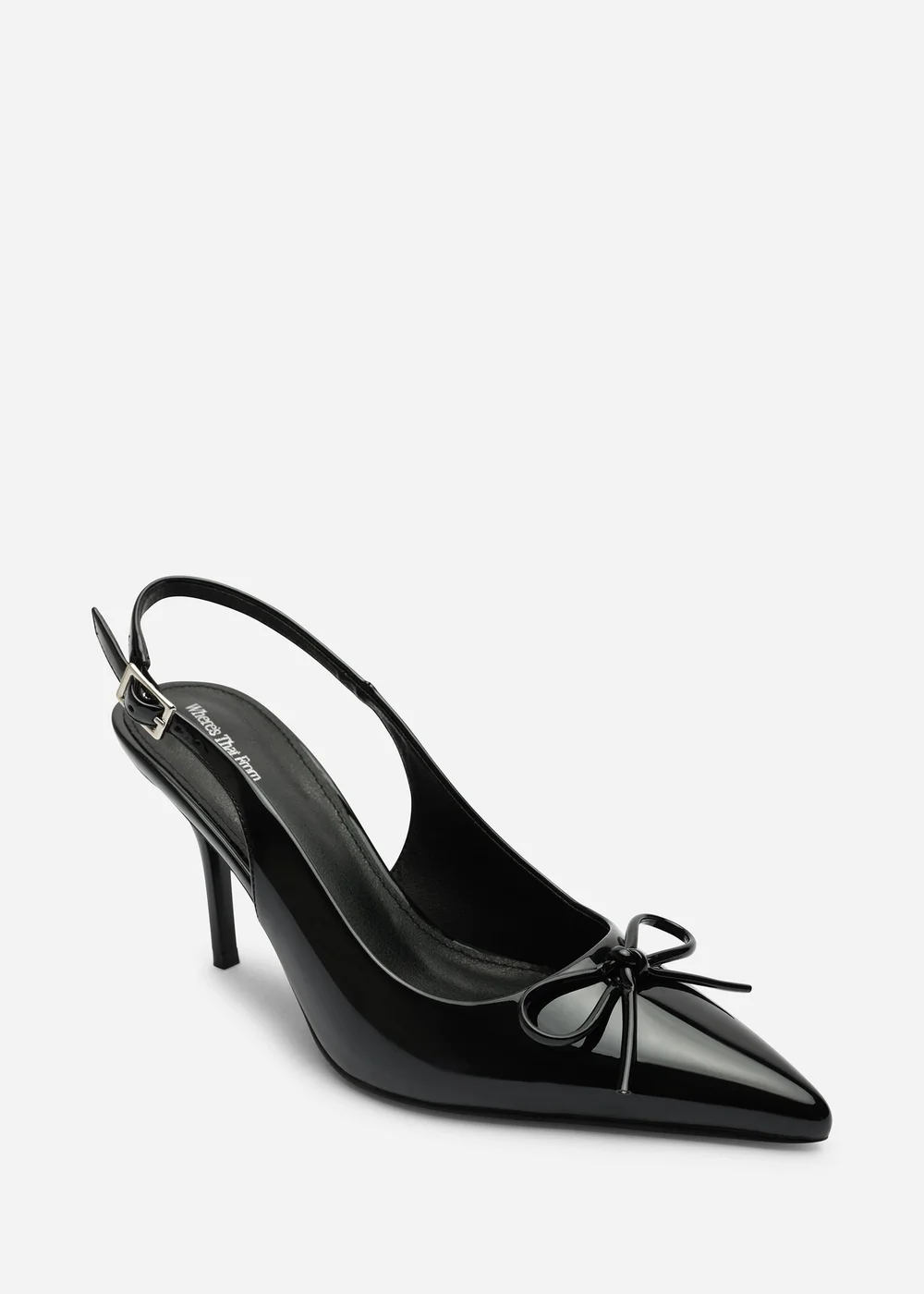 Where's That From Pavelle Black Patent Bow Detail Court Shoes - 6 Image 3