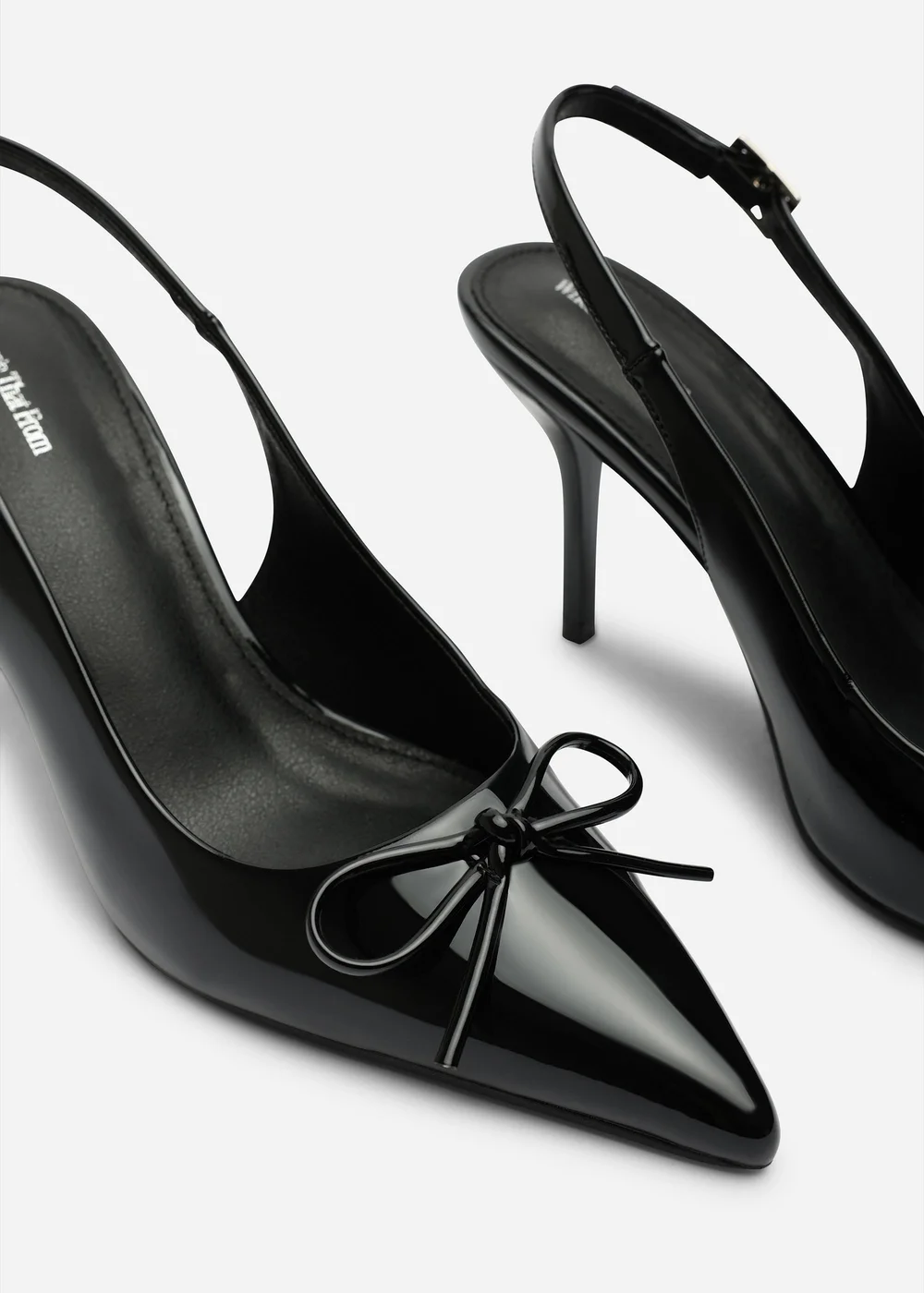 Where's That From Pavelle Black Patent Bow Detail Court Shoes - 6 Image 5