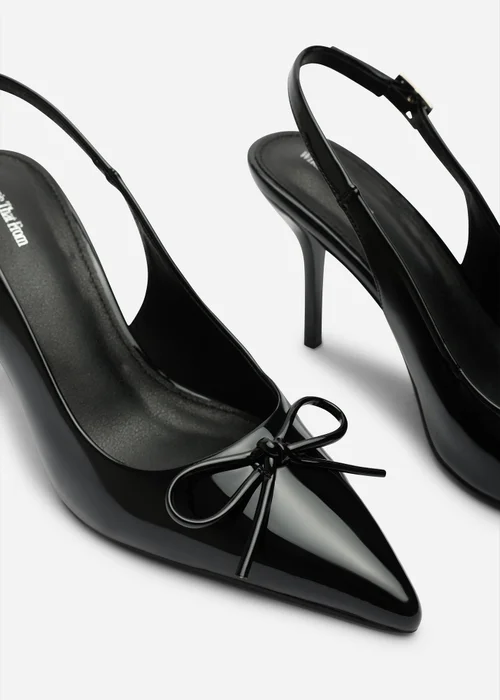 Where's That From Pavelle Black Patent Bow Detail Court Shoes - 6 Image 5