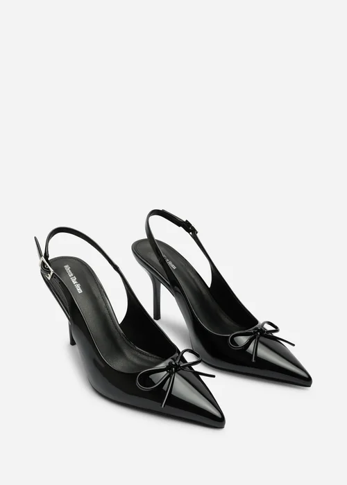 Where's That From Pavelle Black Patent Bow Detail Court Shoes - 6 Image 4