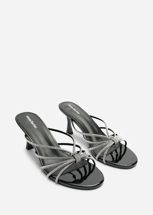 Where's That From Pyris Black Patent Diamante Multi Strap Knot Mules - 8 Image 4