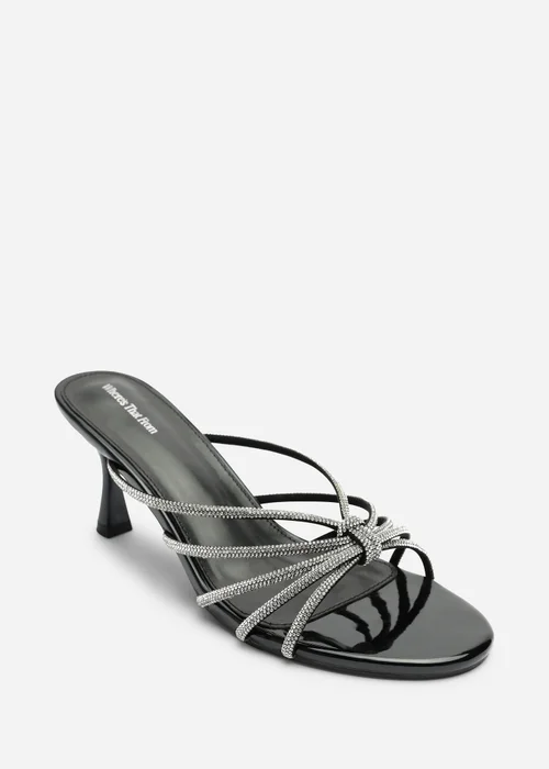 Where's That From Pyris Black Patent Diamante Multi Strap Knot Mules - 8 Image 3