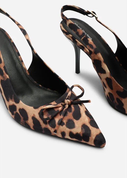 Where's That From Pavelle Leopard Patent Bow Detail Court Shoes - 4 Image 2