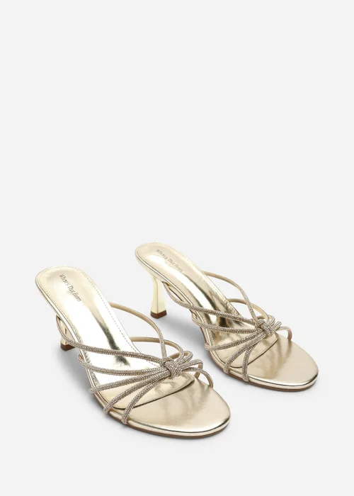 Where's That From Pyris Wide Fit Gold Diamante Multi Strap Knot Mules - 5 Wide Image 4