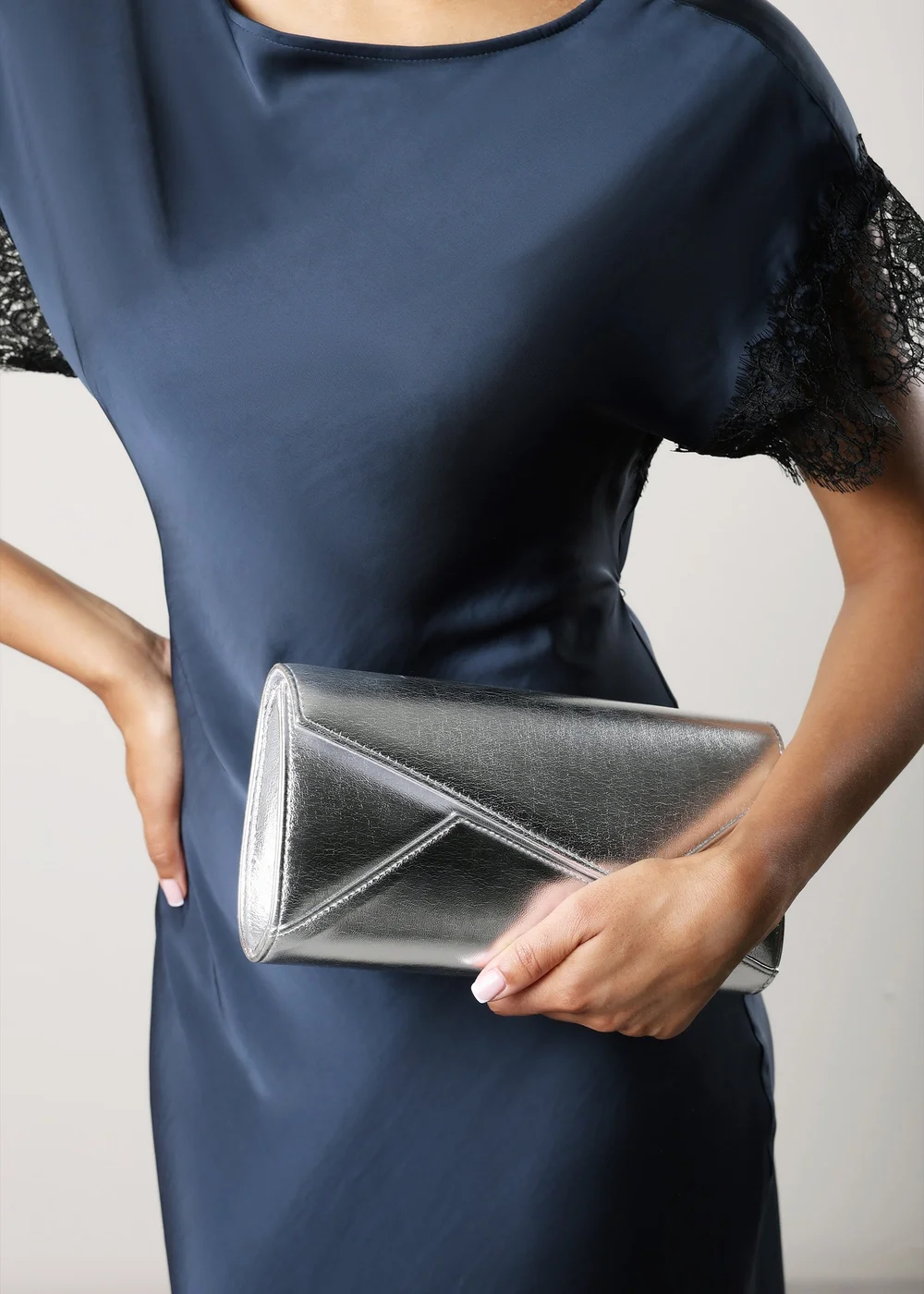 Where's That From Moxira Asymetric Envelope Cltuch Bag In Silver Metallic - One Size Image 5