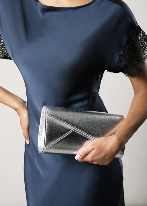 Where's That From Moxira Asymetric Envelope Cltuch Bag In Silver Metallic - One Size Image 5