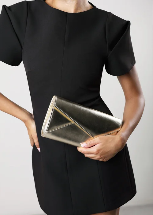 Where's That From Moxira Asymetric Envelope Cltuch Bag In Gold Metallic - One Size Image 2