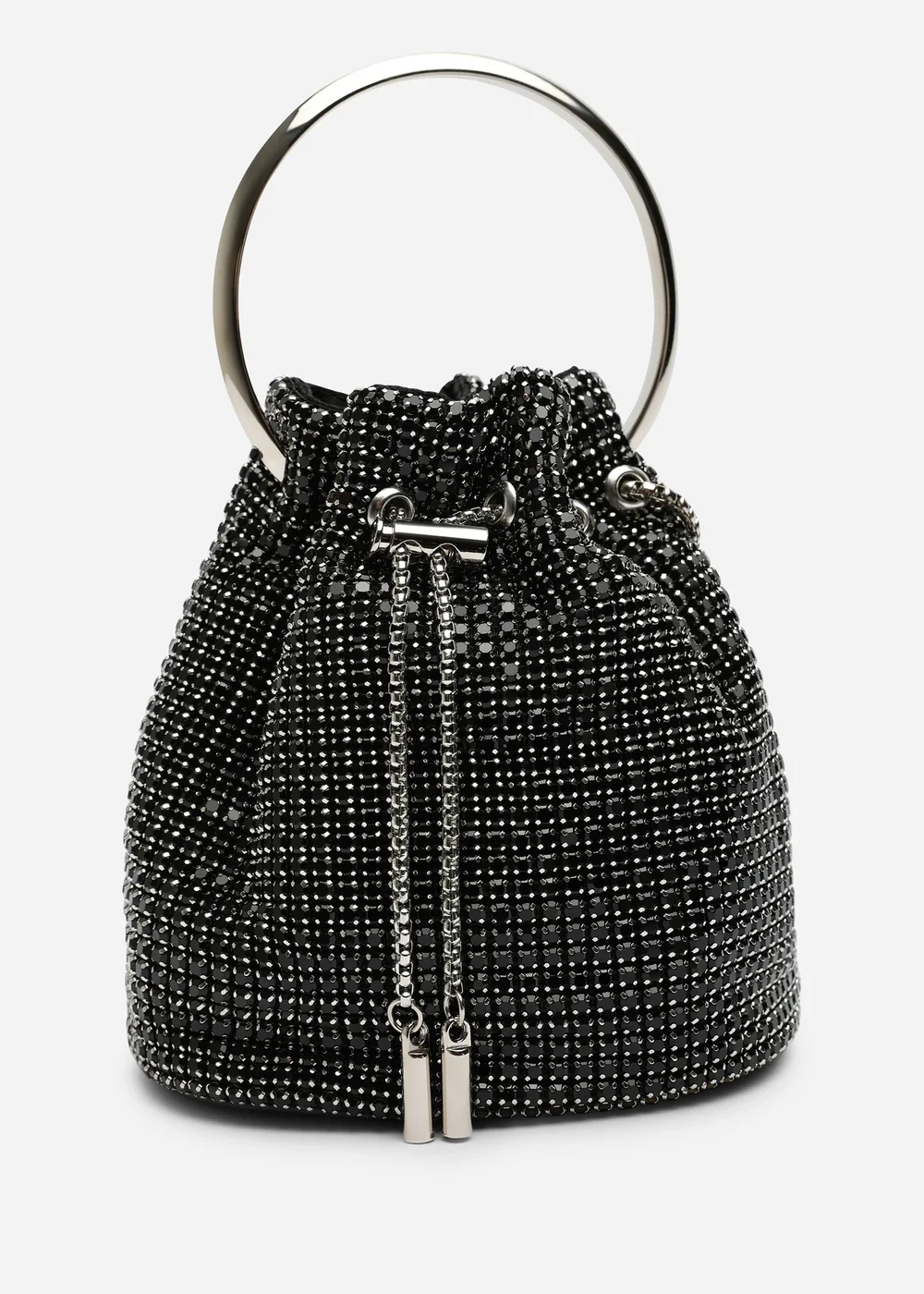 Where's That From Melixa Embellished Diamante Bucket Bag With Bracelet Ring Handle In Black - One Size Image 2