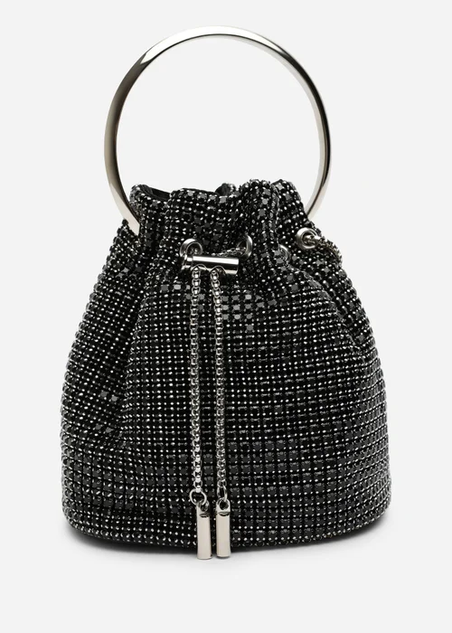 Where's That From Melixa Embellished Diamante Bucket Bag With Bracelet Ring Handle In Black - One Size Image 2