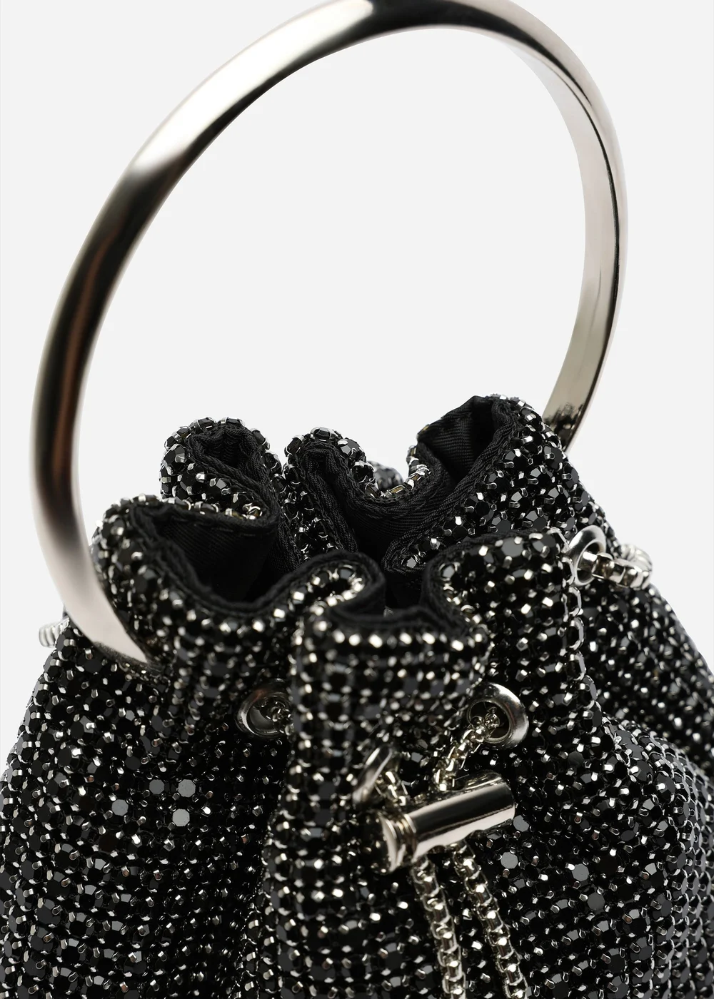 Where's That From Melixa Embellished Diamante Bucket Bag With Bracelet Ring Handle In Black - One Size Image 5