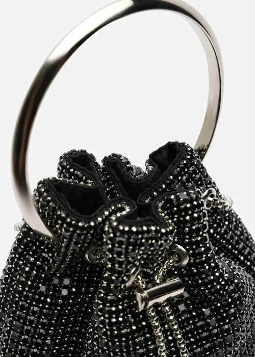 Where's That From Melixa Embellished Diamante Bucket Bag With Bracelet Ring Handle In Black - One Size Image 5