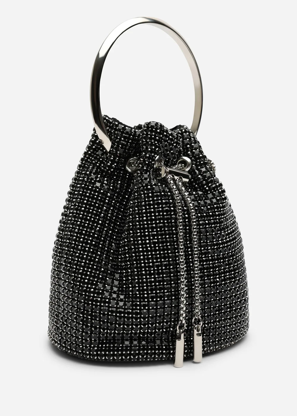 Where's That From Melixa Embellished Diamante Bucket Bag With Bracelet Ring Handle In Black - One Size Image 3