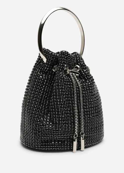 Where's That From Melixa Embellished Diamante Bucket Bag With Bracelet Ring Handle In Black - One Size Image 3