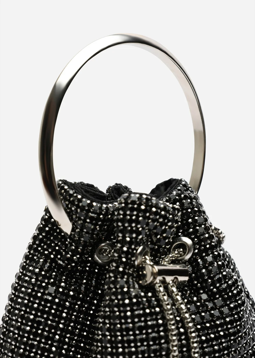 Where's That From Melixa Embellished Diamante Bucket Bag With Bracelet Ring Handle In Black - One Size Image 4