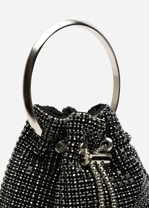 Where's That From Melixa Embellished Diamante Bucket Bag With Bracelet Ring Handle In Black - One Size Image 4