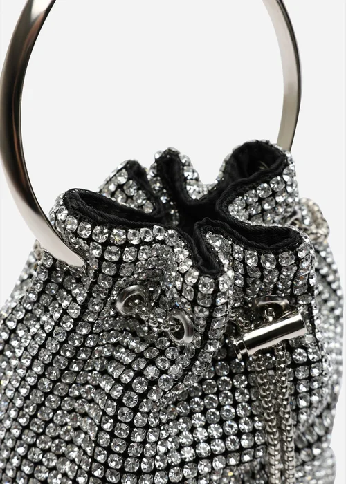Where's That From Melixa Embellished Diamante Bucket Bag With Bracelet Ring Handle In Silver - One Size Image 5