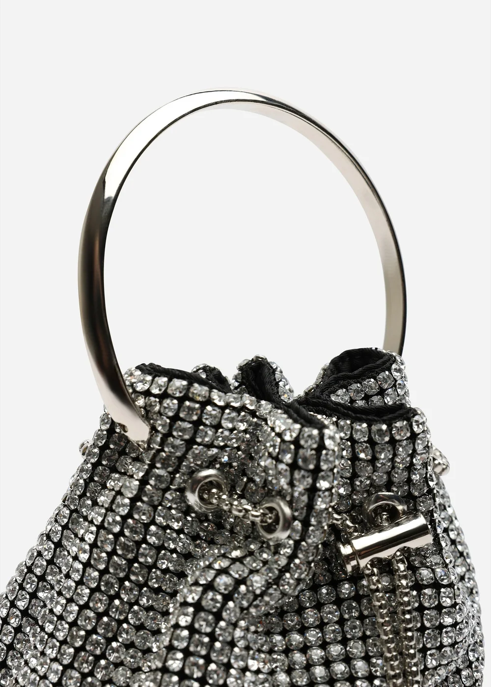 Where's That From Melixa Embellished Diamante Bucket Bag With Bracelet Ring Handle In Silver - One Size Image 4