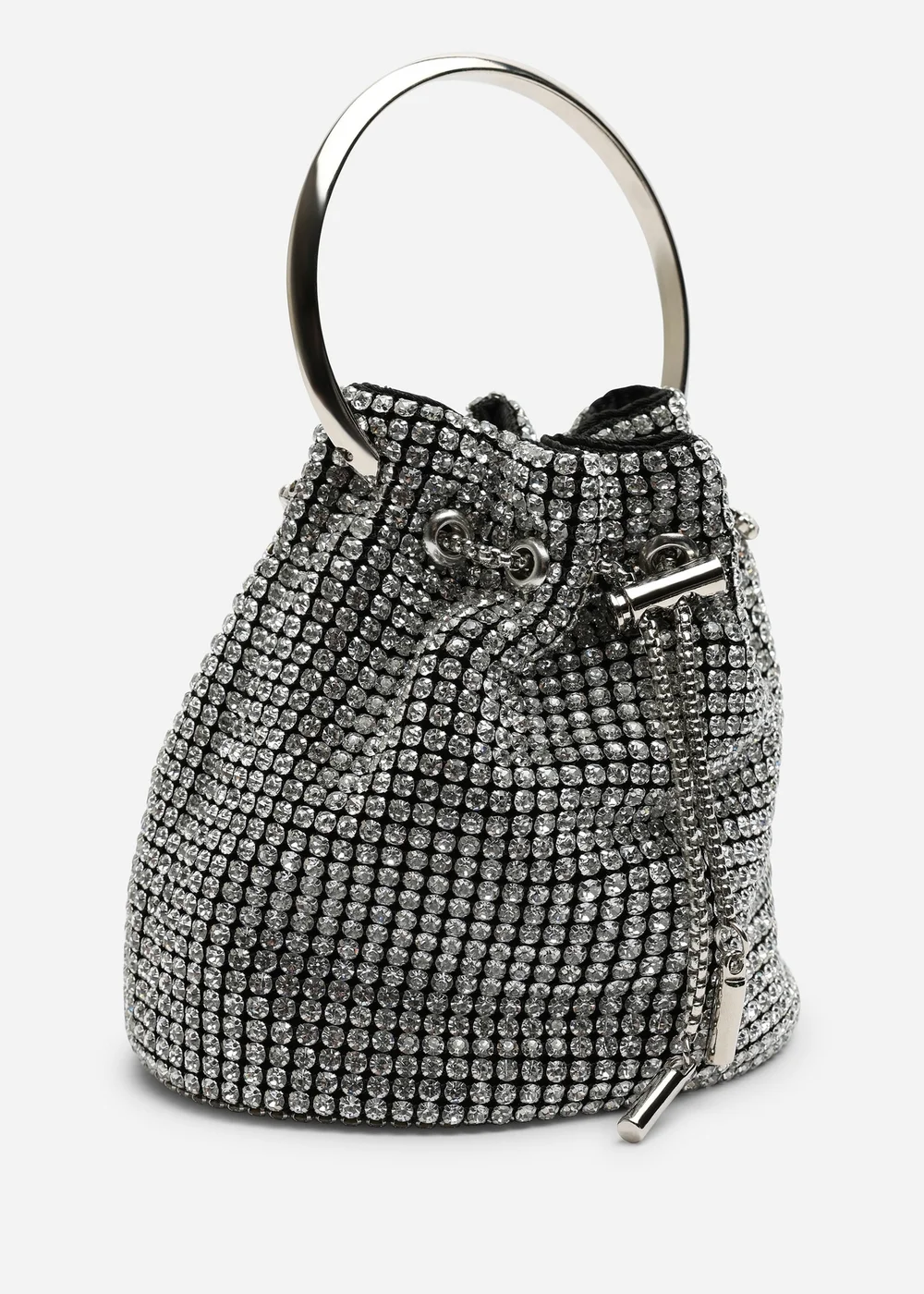 Where's That From Melixa Embellished Diamante Bucket Bag With Bracelet Ring Handle In Silver - One Size Image 3