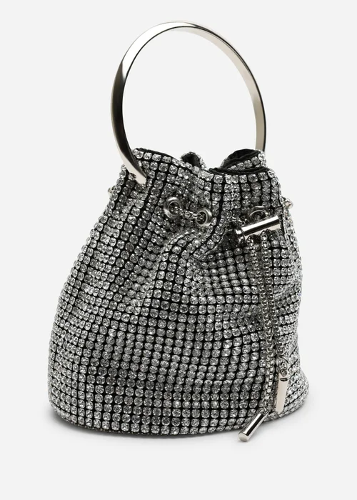 Where's That From Melixa Embellished Diamante Bucket Bag With Bracelet Ring Handle In Silver - One Size Image 3