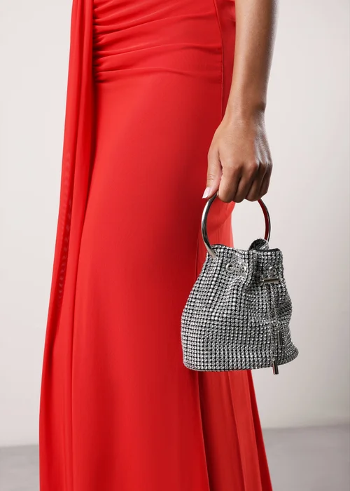 Where's That From Melixa Embellished Diamante Bucket Bag With Bracelet Ring Handle In Silver - One Size Image 6